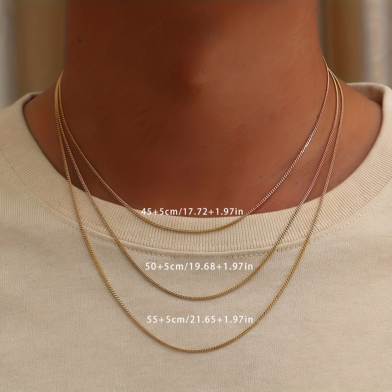 Elegant Men's Golden-Tone Stainless Steel Necklace