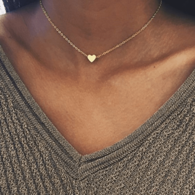 Tiny Heart Choker Necklace for Women Bohemian Jewelry