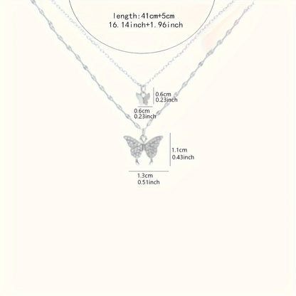 Double-Layer Butterfly Pendant Necklace for Women