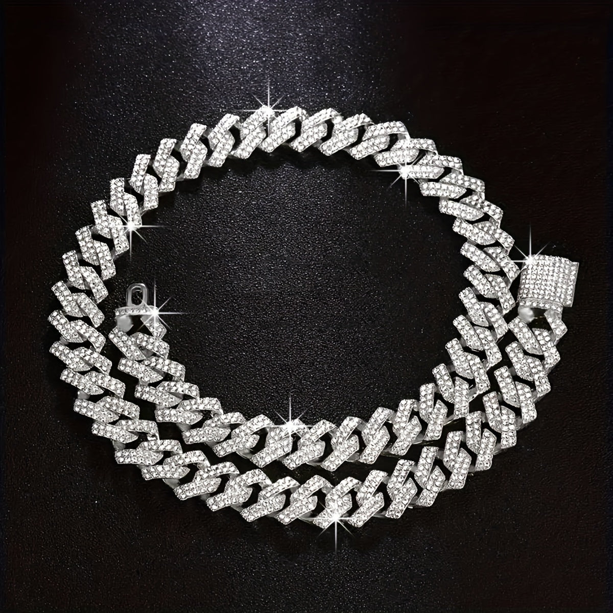 Rhinestone Alloy Chain Necklace for Men and Women