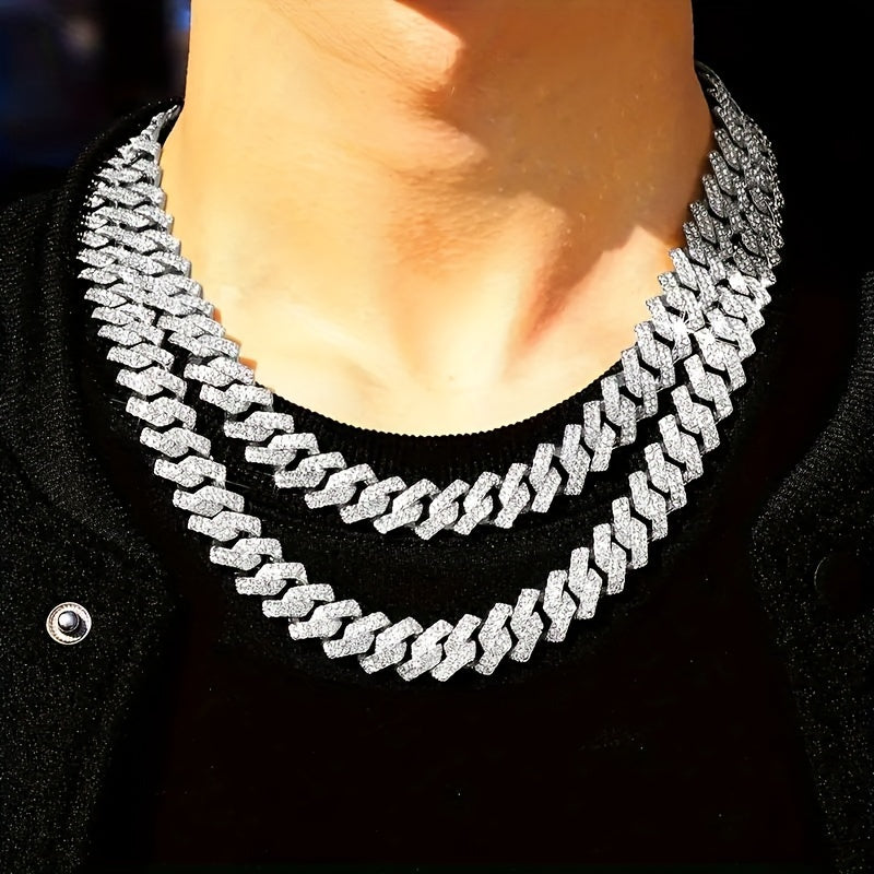 Rhinestone Alloy Chain Necklace for Men and Women