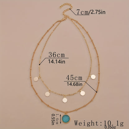 Alloy Cat's Eye Stone Round Stacking Necklace for Women