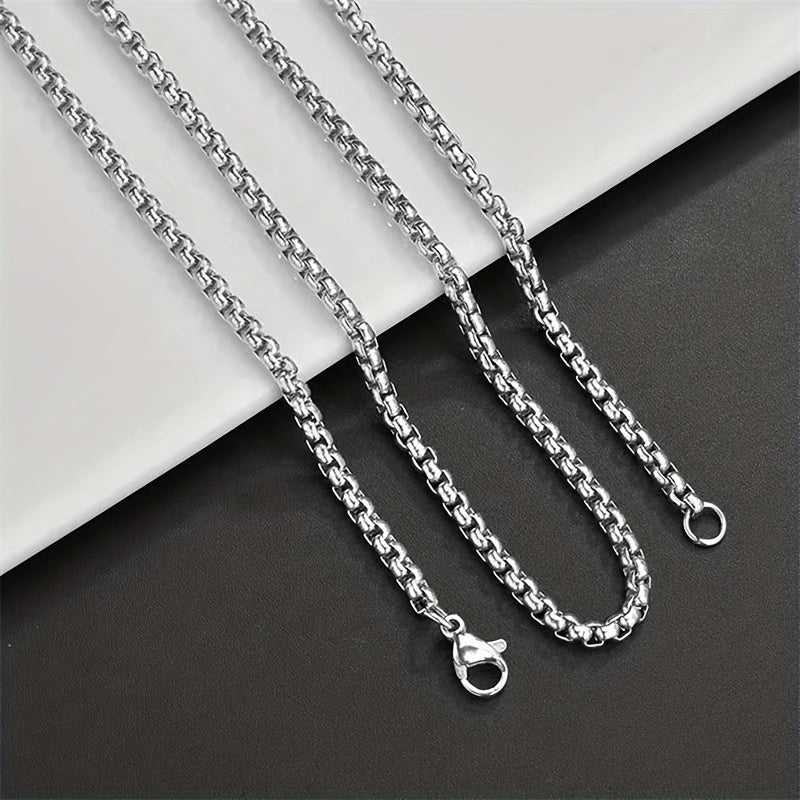 Title Output: Stainless Steel Square Pearl Necklace for Men and Women