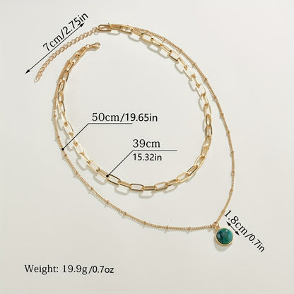 Alloy Cat's Eye Stone Round Stacking Necklace for Women