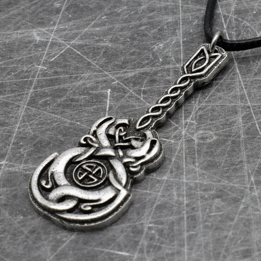 Irish Celtic Vinework Guitar Pendant 20in Necklace in Antique Silver