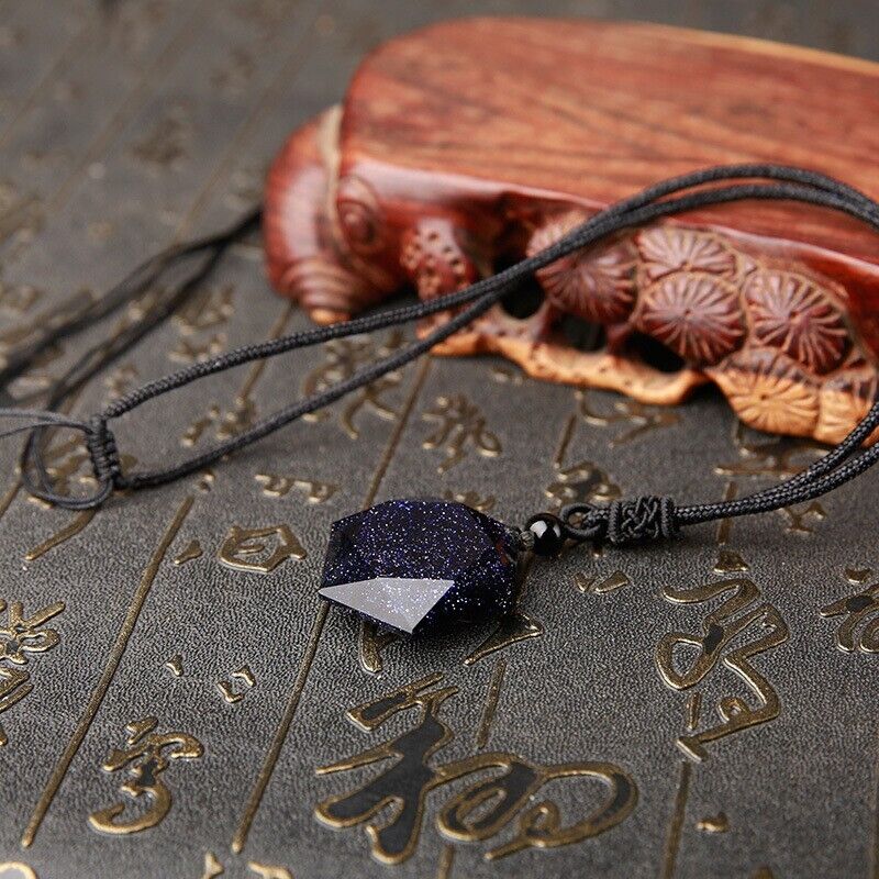 Blue Goldstone Hexagram Talisman Necklace for Healing